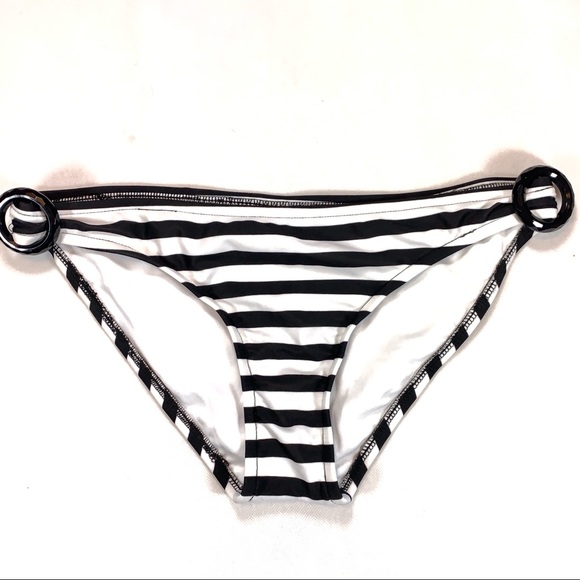 Xhilaration Other - Xhilaration Bikini Bottom Black White Stripe Large